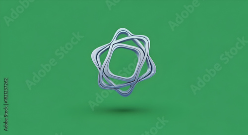 Abstract Shape Floating Against a Green Background