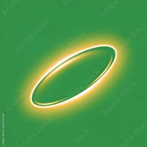 Glowing Oval Shape on Green Background Abstract Design