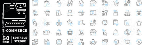 E-commerce icons set. editable line icons for shopping, retail svg graphics