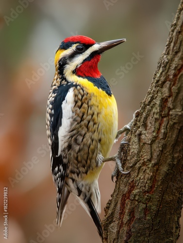 Yellow Bellied Sapsucker Woodpecker Nestled on a Tree Among Nature's Splendor