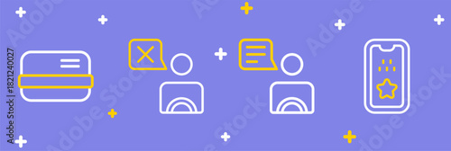 Set line Taxi mobile app, driver, and Credit card icon. Vector