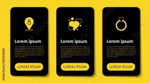 Set Diamond engagement ring, Heart and 8 March. Business infographic template. Vector