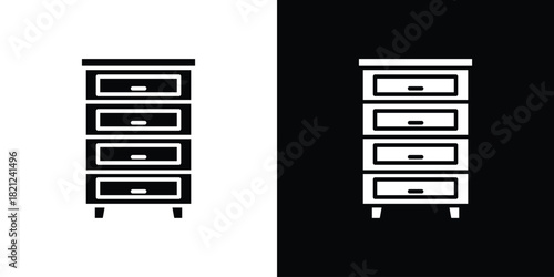 Chest of drawers icons vector silhouette design. Vector flat graphic design illustration.