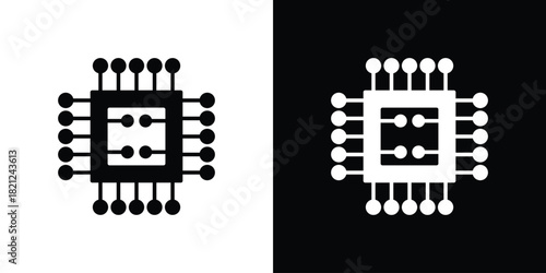 Computer microchip icons vector silhouette design. Vector flat graphic design illustration.