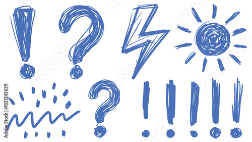 Diverse collection of expressive graphic marks symbols and abstract shapes in vibrant cmyk and grayscale color palettes