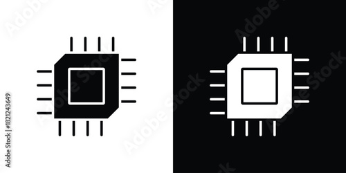 Computer microprocessor icons vector silhouette design. Vector flat graphic design illustration.