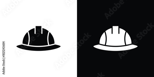 Construction safety helmet icons vector silhouette design. Vector flat graphic design illustration.