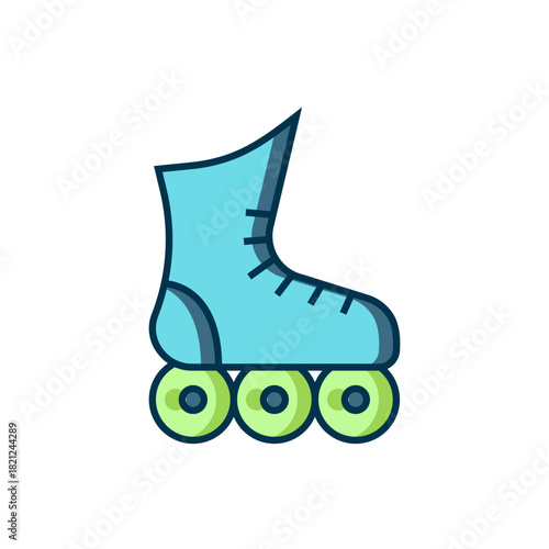 Filled outline Roller skate icon isolated on white background. Flat filled outline style with shadow. Vector