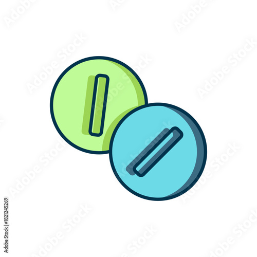 Filled outline Toothache painkiller tablet icon isolated on white background. Tooth care medicine. Capsule pill and drug. Pharmacy design. Flat filled outline style with shadow. Vector