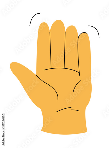 Gesture and hand showing non verbal element of communication. Vector isolated open palm and rebellion symbol with doodles. Thumb up, rock and roll and okay, peace and first up