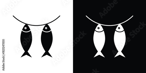Dried fish icons vector silhouette design. Vector flat graphic design illustration.