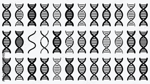 Abstract DNA Strand Illustration with Multiple Variations for Science Education