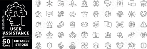 User assistance icons set. editable line icons, outline, support symbols