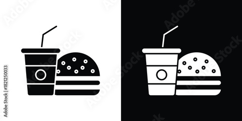 Fast food icons vector silhouette design. Vector flat graphic design illustration.