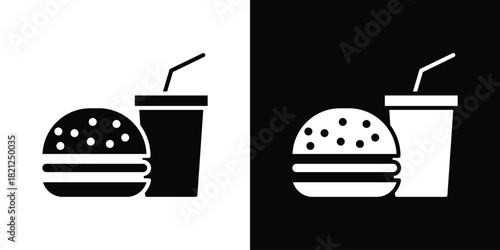 Fastfood icons vector silhouette design. Vector flat graphic design illustration.