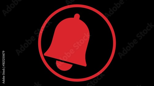Red Notification Bell Icon on Black Background