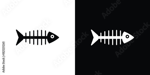 Fish bone icons vector silhouette design. Vector flat graphic design illustration.