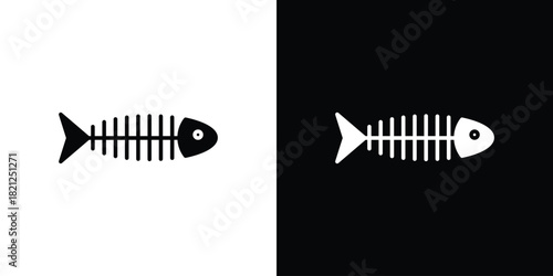 Fish skeleton icons vector silhouette design. Vector flat graphic design illustration.