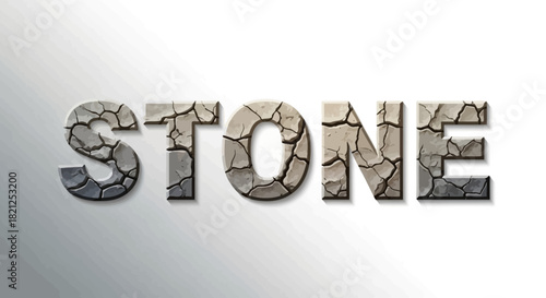 Captivating typographic design featuring the word 'STONE' meticulously rendered with a distressed cracked earth texture, highlighting a rugged and natural graphic artistry