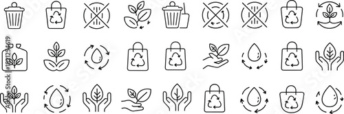 Eco- Friendly and Recycling Icons Set Keywords: eco friendly, recycling, sustainability, nature