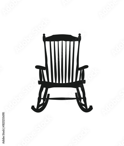 Classic wooden rocking chair silhouette isolated on white background