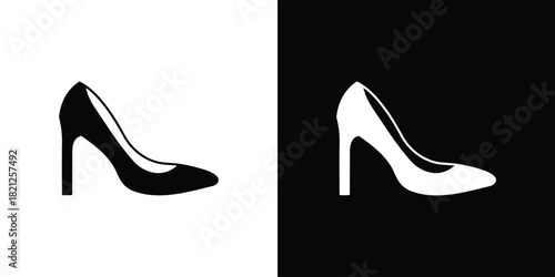 High heel shoes icons vector silhouette design. Vector flat graphic design illustration.
