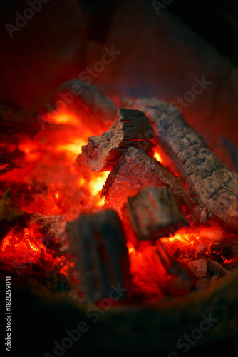 Red hot charcoal stove