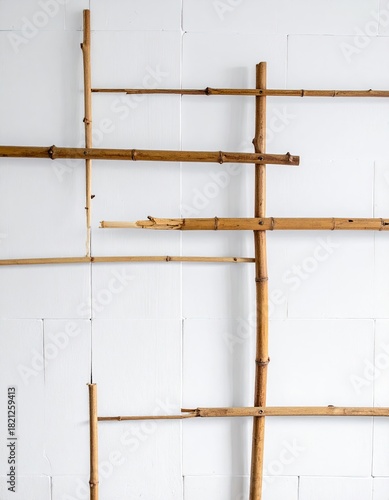 Bamboo lattice against white wall