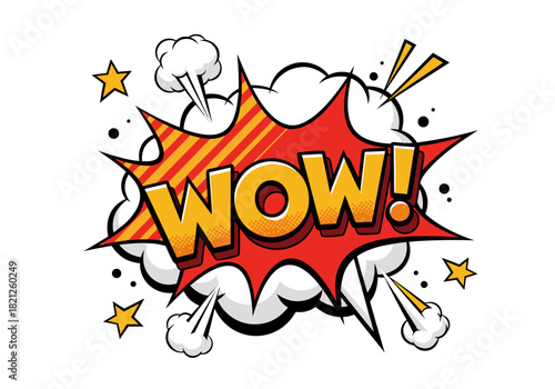 Comic Book Style WOW! Speech Bubble with Explosive Design