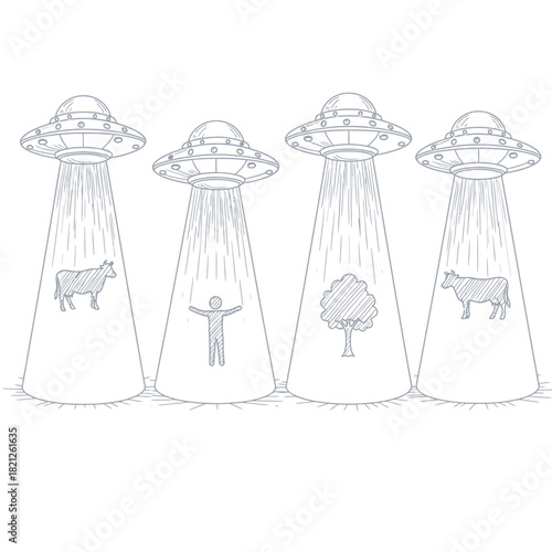 UFO Abduction Line Art