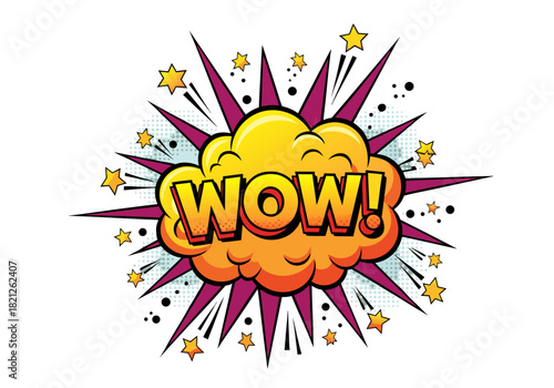 Stunning 'WOW!' pop art style comic burst for powerful messaging and captivating graphic design elements