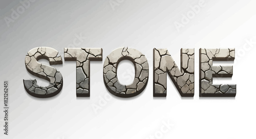 The word STONE rendered in a 3D text effect with a cracked rock texture on a gray gradient background.