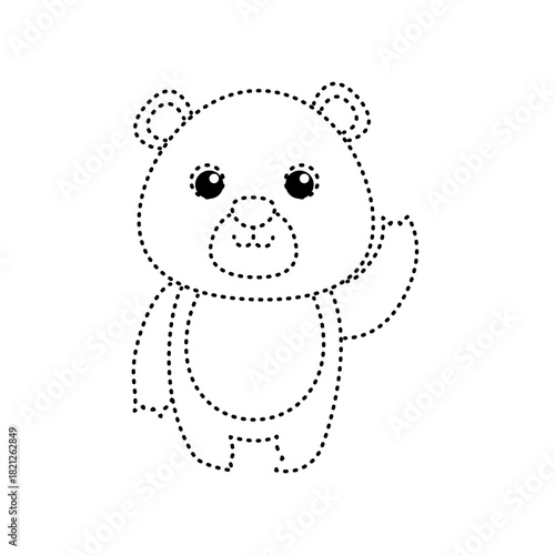 Cute bear dotted tracing outline for kids drawing practice and early learning worksheets
