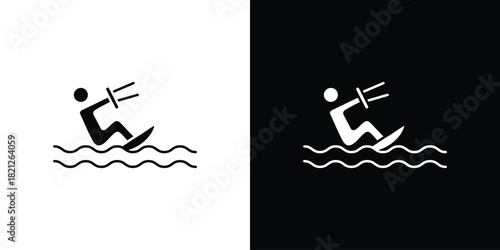 Kitesurf sign icons vector silhouette design. Vector flat graphic design illustration.