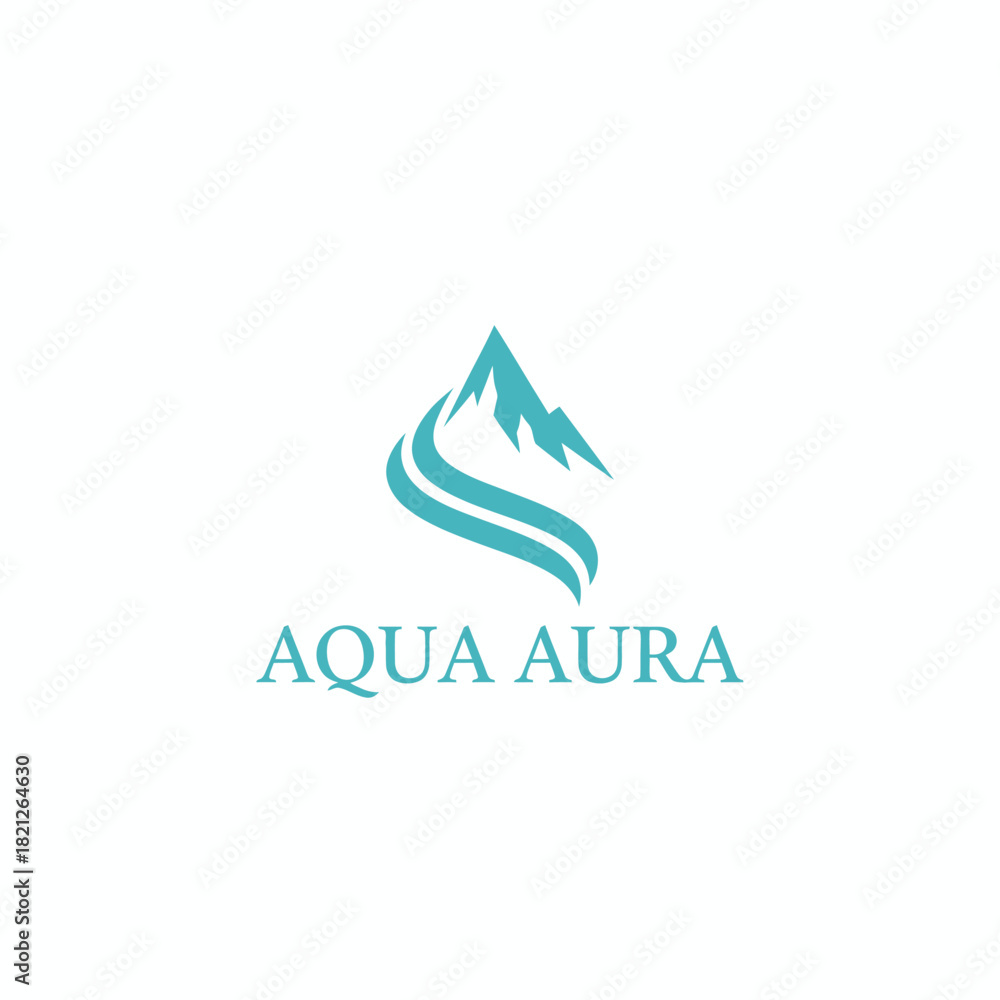Obraz premium Aqua Aura Mountain Wave Clean Water Logo