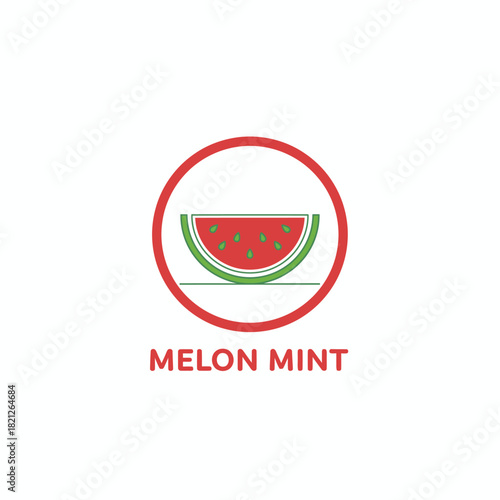Melon Mint Watermelon Slice Fruit Logo