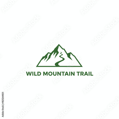 Minimalist Mountain Peak Winding Trail Outdoor Adventure Logo