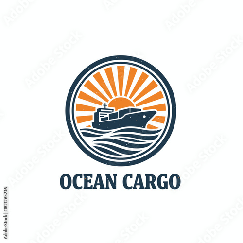 Ocean Cargo Shipping and Maritime Logistics Logo