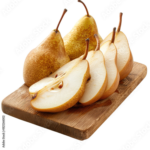 Pears Resting on a Wooden Board Create a Natural Kitchen Scene