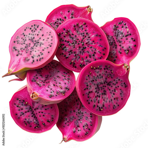 Juicy Pitaya Slices on a Bright White Background