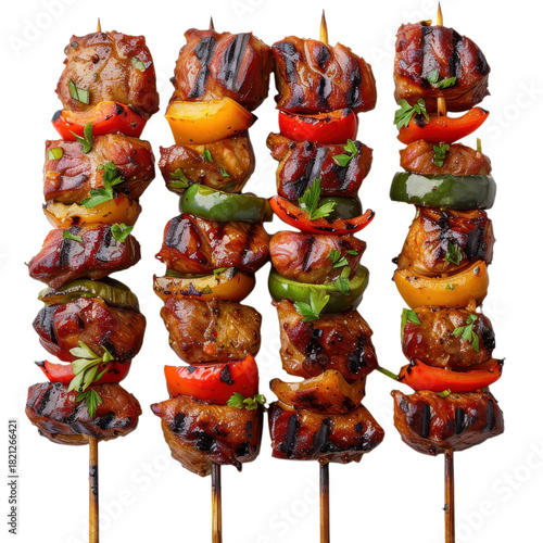 Grilled Meat and Vegetables Skewers Create a Vibrant Feast