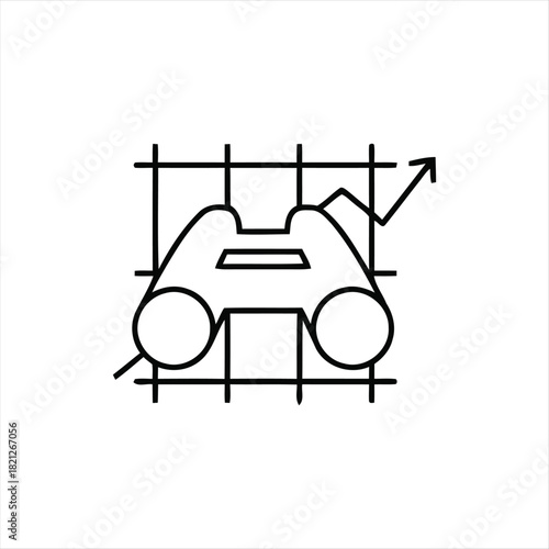 Binoculars on Growth Chart A Symbol of Market Research and Strategic Foresight