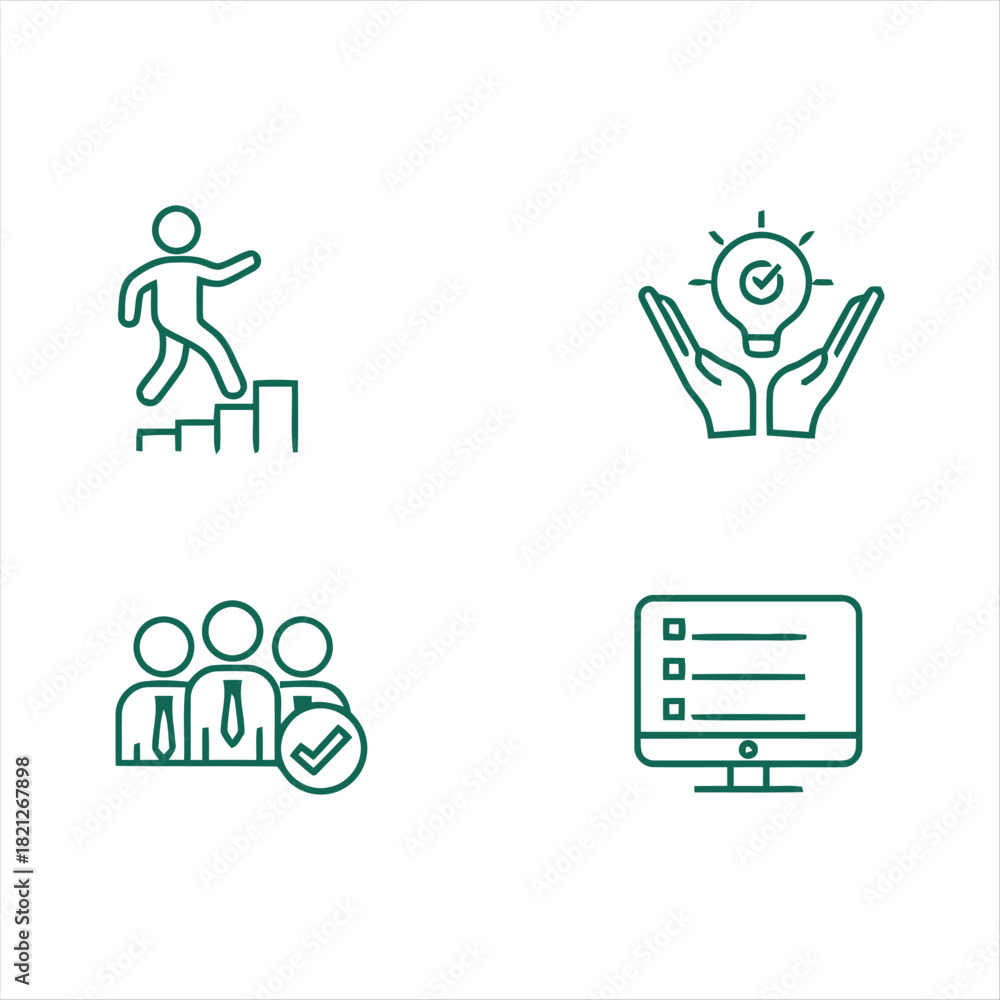 Obraz premium Business and Success Icons Growth, Innovation, Teamwork and Planning Concepts Presented in a Set
