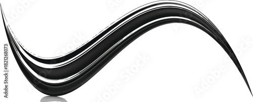 Abstract black cosmetic brush stroke or wavy line shape with subtle texture