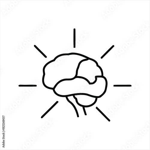 Conceptual illustration of an active human brain radiating thoughts and ideas, representing intelligence, creativity, and problem-solving abilities within cognitive processes