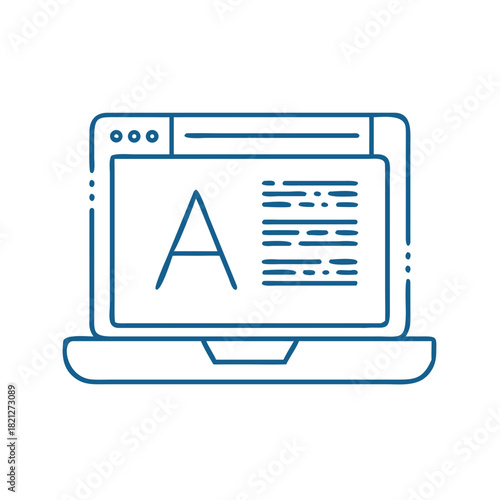 Laptop with high-contrast "A" symbol on screen for promoting accessible text design in education and digital content