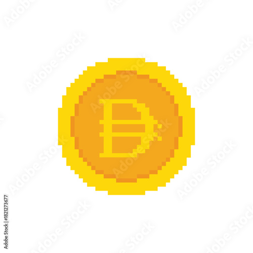  pixel art UAE money symbol dirham  coin 8 bit vector icon for computer game logo