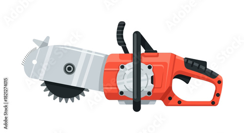 Chainsaw with circular saw blade attachment, isolated on
