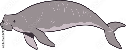 Illustration of a Cartoon Dugong