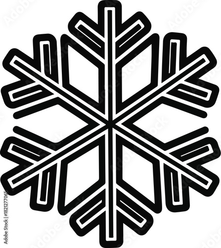 Intricate Snowflake Design: A stunning graphic of a single snowflake. Its precise lines and symmetry evoke a sense of winter's beauty.